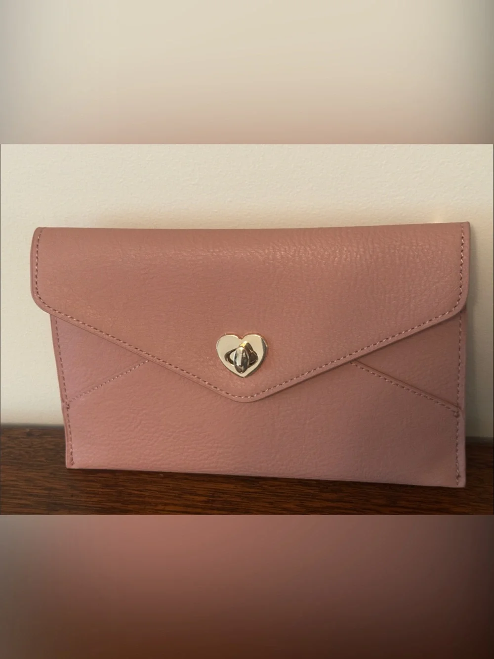 LC Lauren Conrad Dusty Pink Heart-Accent Wallet Clutch